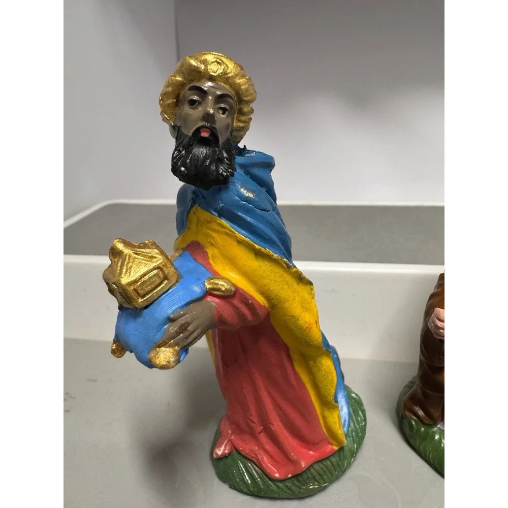 VTG‎ Nativity Italy 5 Pc Chalkware Replacements Christmas Decoration 1950s 4
